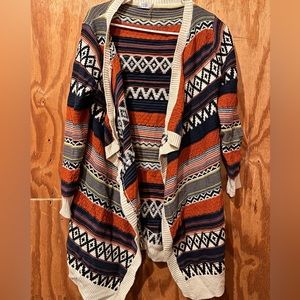 Tobi Aztec design sweater cardigan size medium